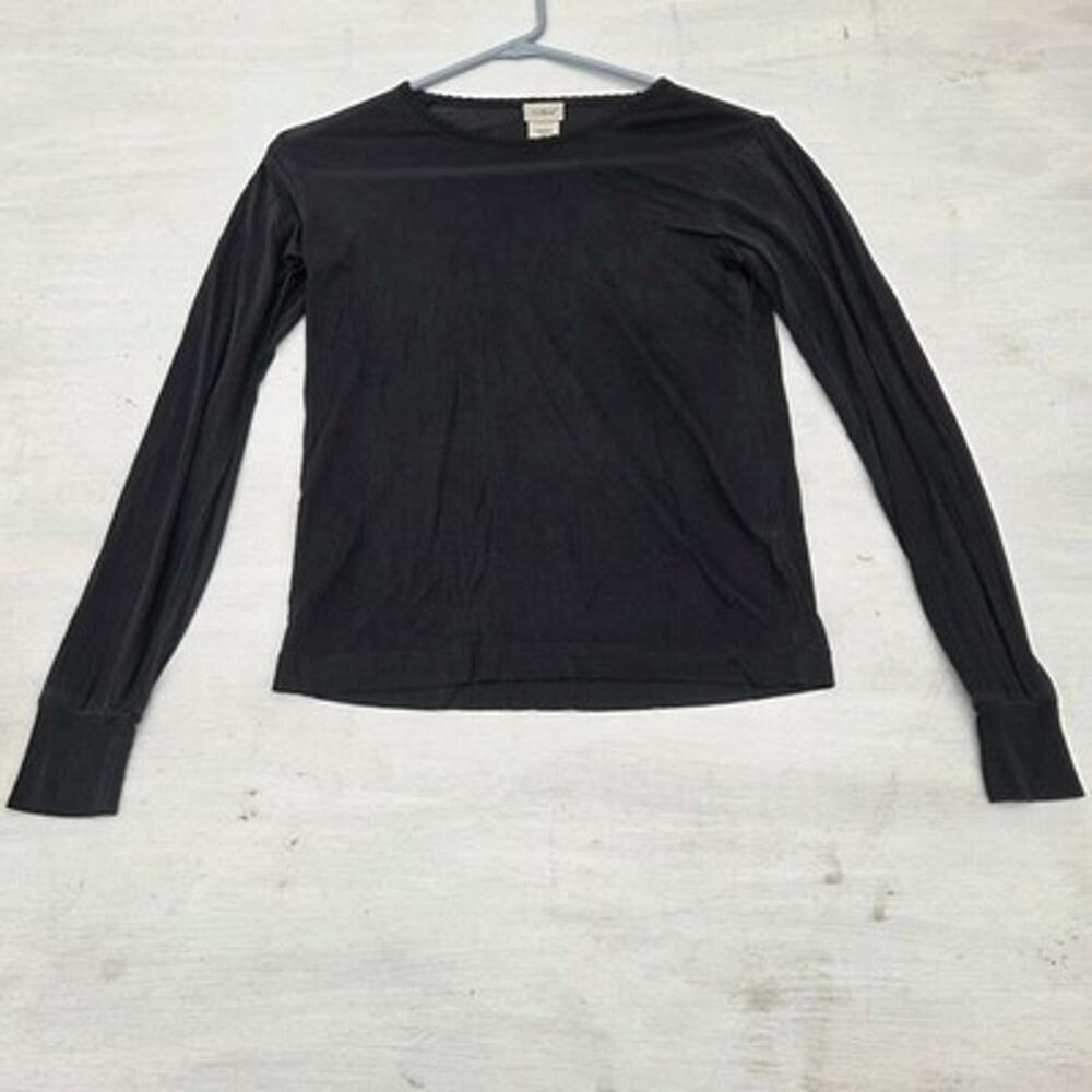 L.L. BEAN Black Silk Long Sleeve Shirt Top Womens XS Lightweight See Through